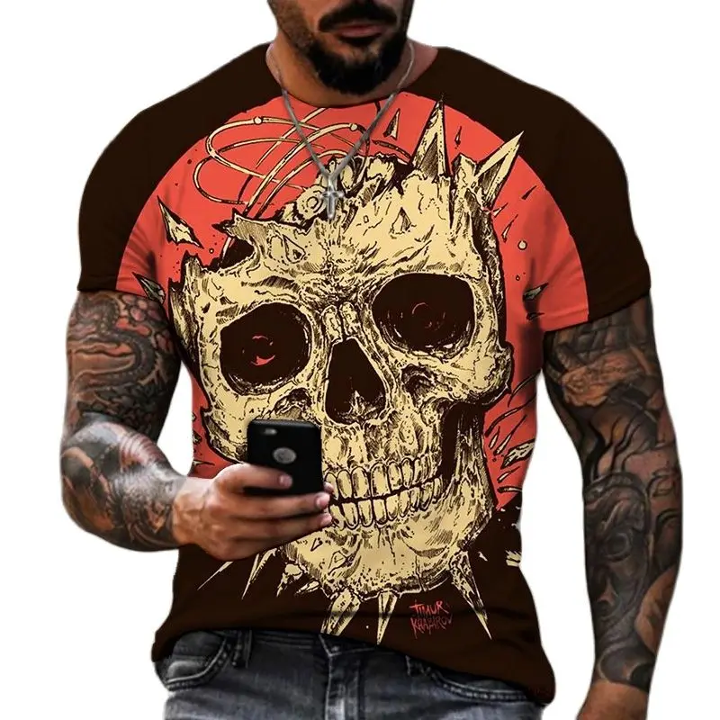 

2023 Adult T-Shirt Skull 3D Pattern Dark Collection