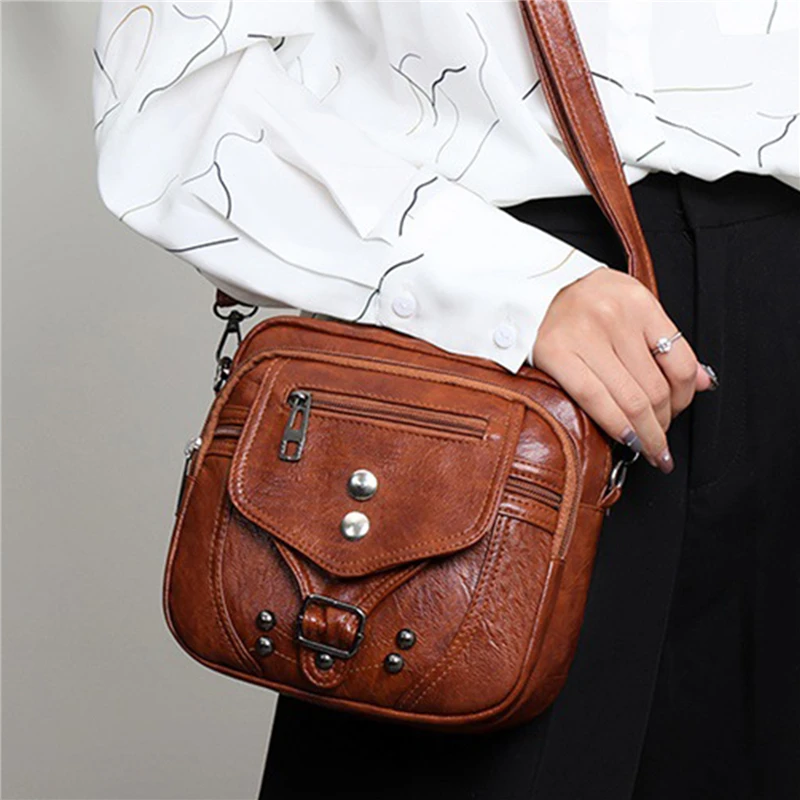 

Vintage Designer Fashion Crossbody Shoulder Bag Women Handbags Pu Leather Purses Luxury Female Crossbodys Messenger Bags