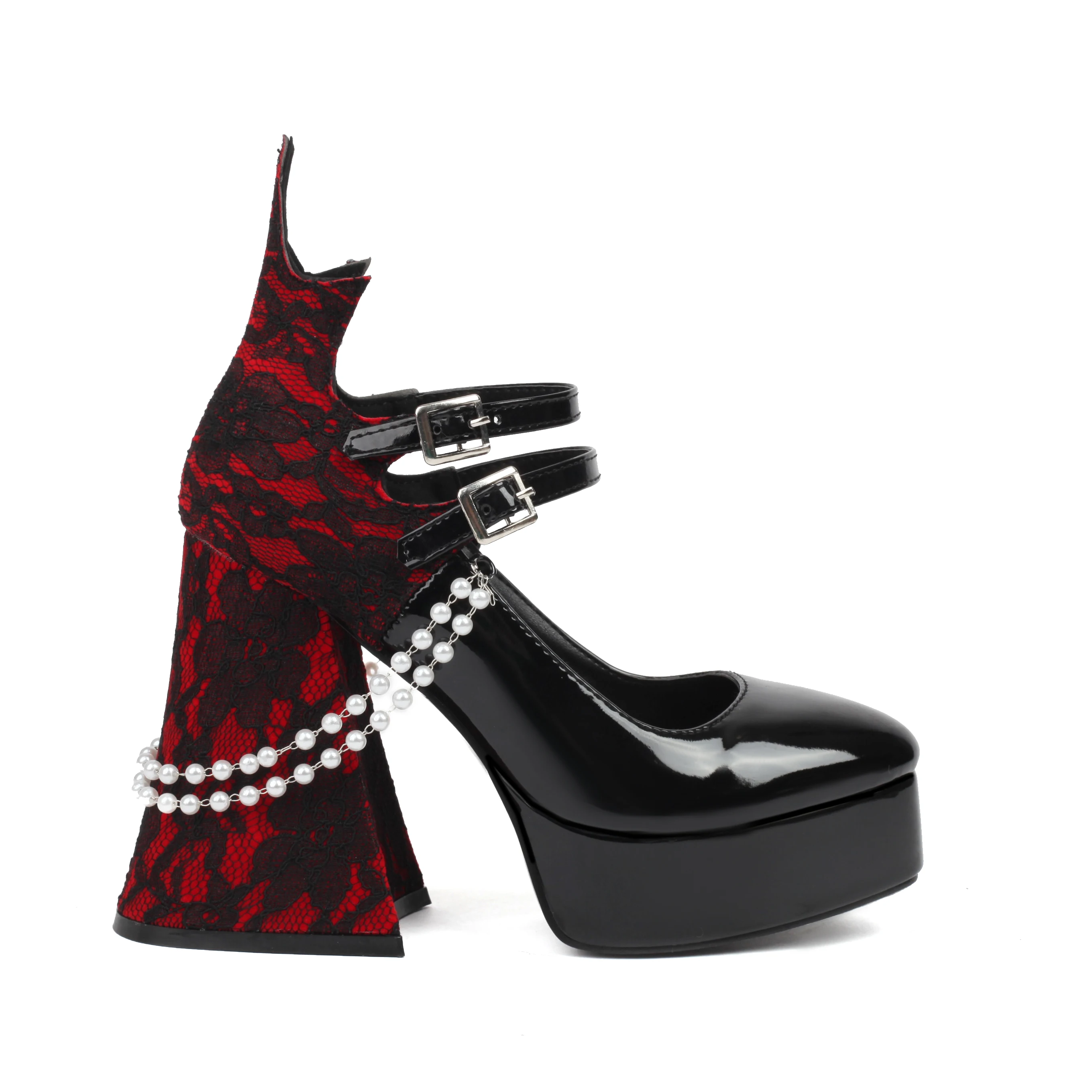 Туфли женские на очень высоком каблуке готическая обувь Мэри Джейн платформе со