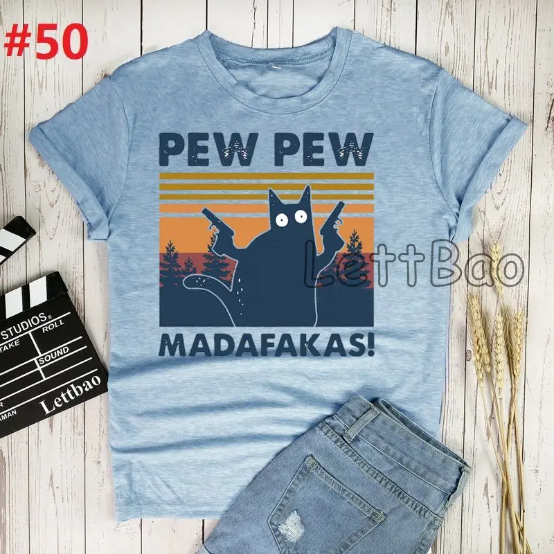 Pew Madafakas женская футболка 2021 из 100% хлопка с коротким рукавом забавная черная котом