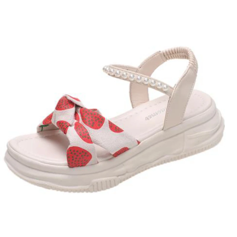 

Сандалии в сказочном стиле, Новинка лета 2023, Студенческая обувь на толстой подошве с бантом и юбкой, пляжная обувь с плоской подошвой