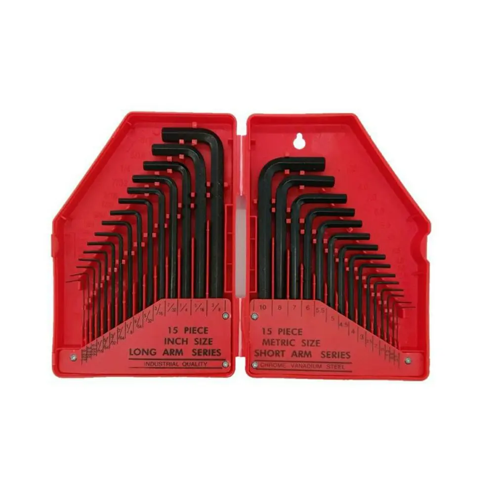 

30-piece Set Of Inch Size Hexagonal Wrench Flat Precise Size Prevent Corrosion Folding Plastic L-Type Wrench 8 mm-10 mm
