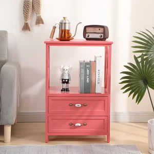 Simple Modern Pink Night Stands For Bedroom Solid Wood Night Table American Country Bedroom Retro Bedside Table With Drawers