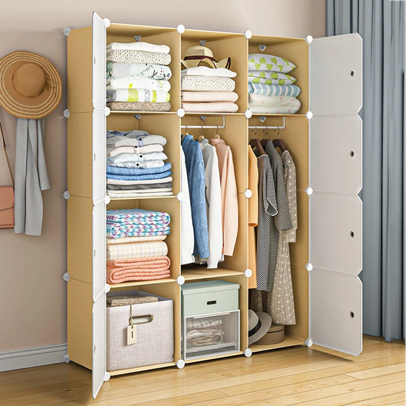 

Portable Closet Wardrobe Organizer Cupboard Rack Cube Storage Wardrobe Plastic Shelf Guarda Roupa Bedroom Furniture LQXP