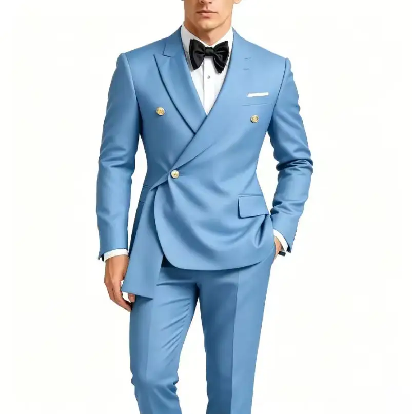 Фото Мужской костюм-двойка Slim Fit: двубортный пиджак и брюки для бизнеса, свадьбы, выпускного вечера, торжественных мероприятий №2