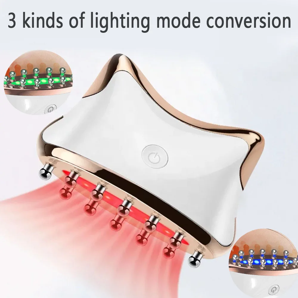 

Electric Face Massager EMS Scraping Machine Facial Guasha Board Microcurrent Face Lifting LED Skin Rejuvenation Redlight Therapy