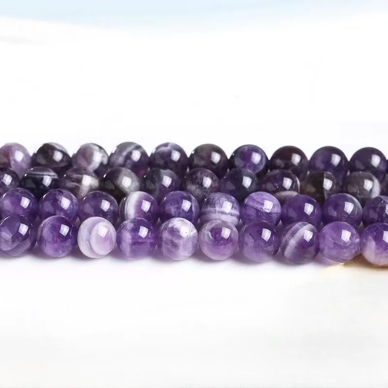 Natural Stone Dream Lace Color Purple Amethysts Crystals Round Loose Beads 15