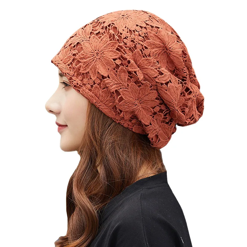 

New Bonnet for Women Hollow Big Flower Skullies Hat Summer Breathable Sun Hats Street Fashion Women Beanies Cap