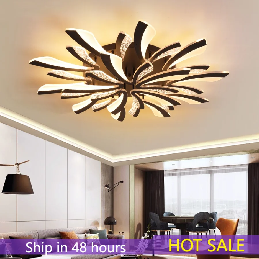 

Modern LED ceiling chandelier lights for living room bedroom Dining Study Room White Black Body AC90-260V Chandeliers Fixtures
