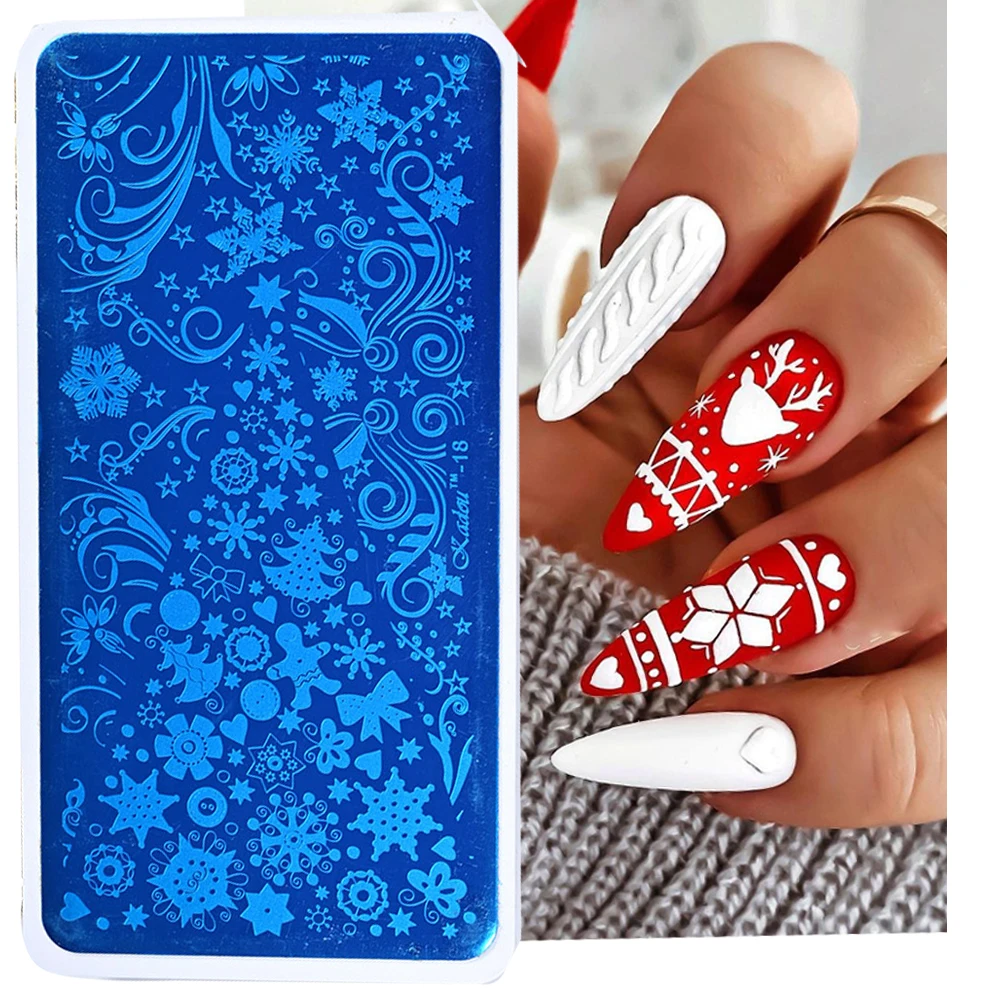 

6*12cm Snowflake Design Christmas Nail Art Stamping Stainless Steel Festival Nail Polish Template For Xmas Manicure Plate &*