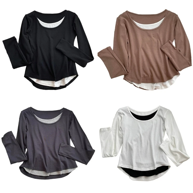 

Women's Sexy Neck Long Sleeve Crop Tops T-Shirt Fit Tops Bouse Y2K Streetwear
