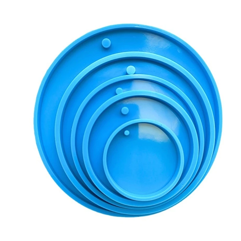 

5Pcs/set Round Keychain Silicone Mold Circle Charm Epoxy Resin Molds Ornament Casting Molds with Hole for DIY Crafts Making