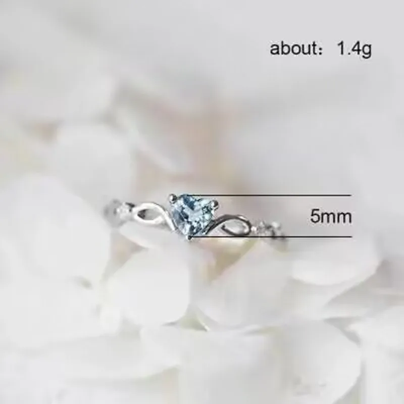 Brand Women's Simple Heart Ring  Cute  Girlfriend Romantic Birthday Gift Fashion Zircon Jewelry