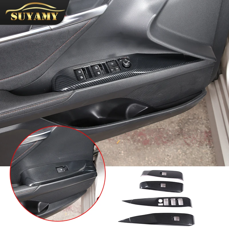 

Carbon Fiber Style Car Window Glass Lifting Buttons Frame Decoration For Toyota Camry 8th 2018-2021 Interior Accessories LHD