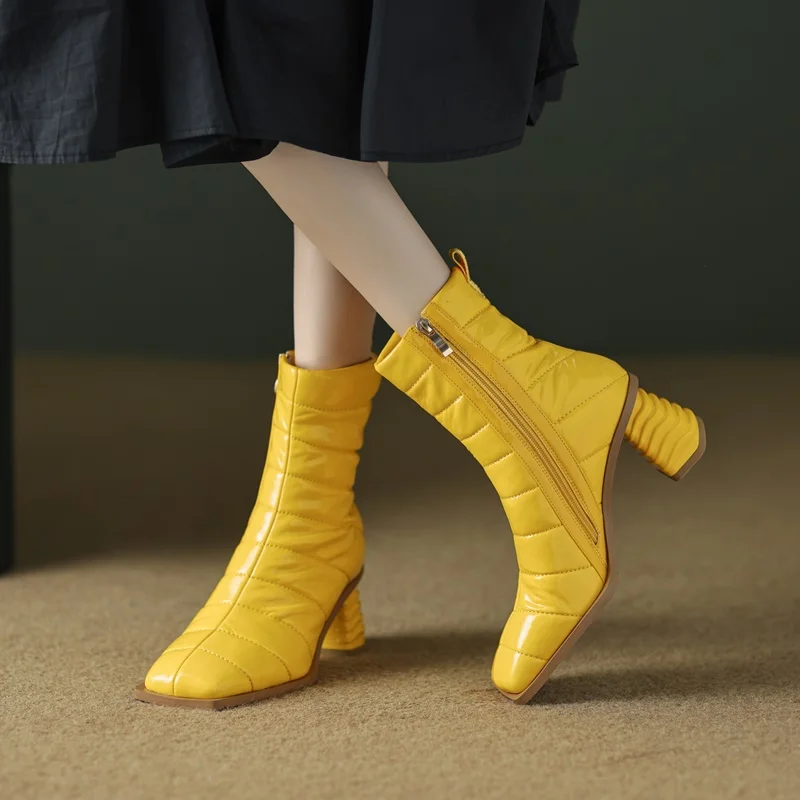 

black yellow winter boots woman thick heels casual outdoor shoes classic australia women warm snow boots down ankle boots woman