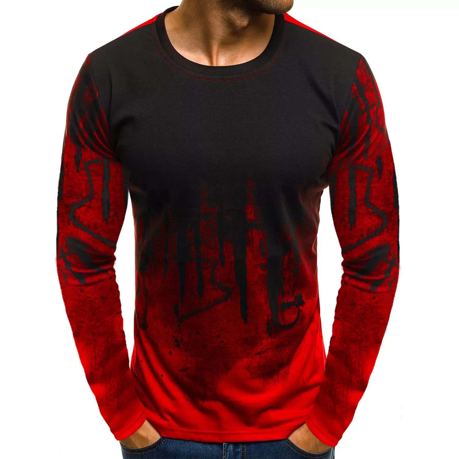 

2023NEW printed T-shirt male cute casual O-neck men's T-shirt animal long-sleeved funny T-shirt fashion 2021 summer male T-s