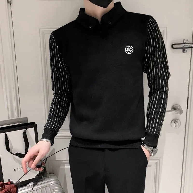 

Hazzys Golf Wear Men Blouse 2023 Autumn Golf Clothing High Quality Fake Two Pieces Golf Knit Shirt Luxury Brand Golf Sweater