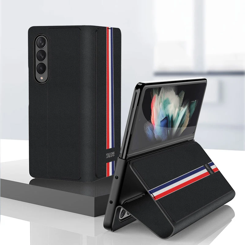 

GKK Leather Fold Case For Samsung Galaxy Z Fold 3 5G Luxury Pattern All-included ​Protection Cover For Samsung Z Fold3 5G Case