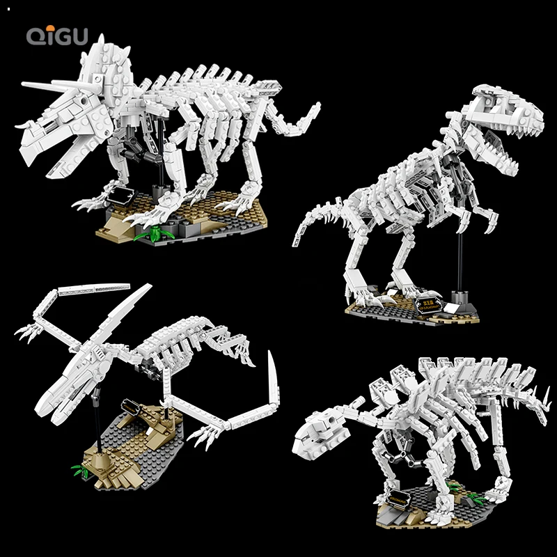 

Динозавры игрушечные блоки светящийся тираннозавр рекс Трицератопс ископаемый скелет Собранный кирпич Обучающие игрушки детские рождест...