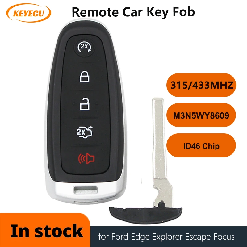 

KEYECU 1/3pcs for Ford C-Max Escape Focus 2014 15 2016 Smart Remote Key Fob 315MHz / 433MHz M3N5WY8609 CJ5T-15K601-Dx ID46 Chip
