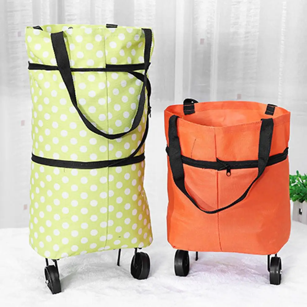 

Trolley Bag Folding Shopping Pull Cart Bag With Wheels Shopping Bag Super Market Rolling Personal Handtruck Bag Food Organizer