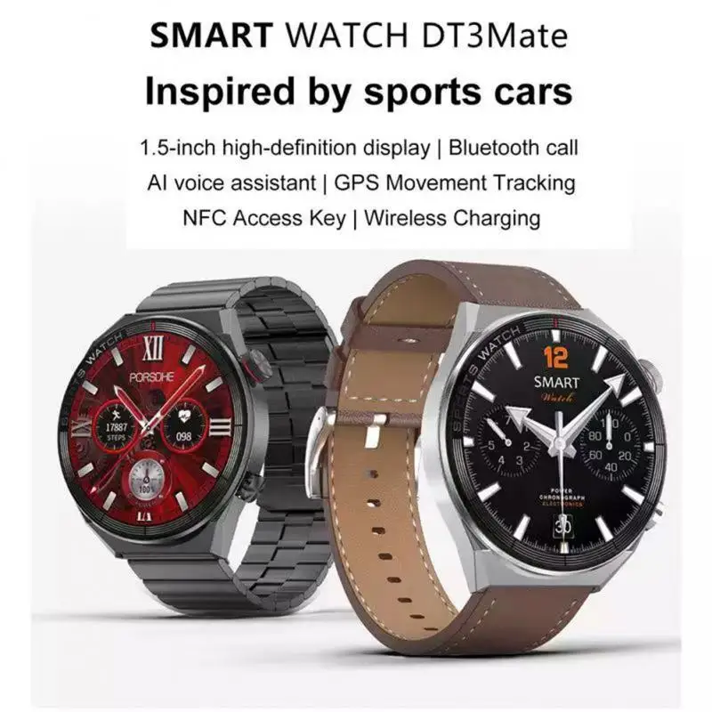 

DT3 1.5" Full Screen Bluetooth Mate Smart Watch Men Call Wireless Charger Smartwatch NFC GPS Tracker GT3 Pro Max for Huaiwei IOS