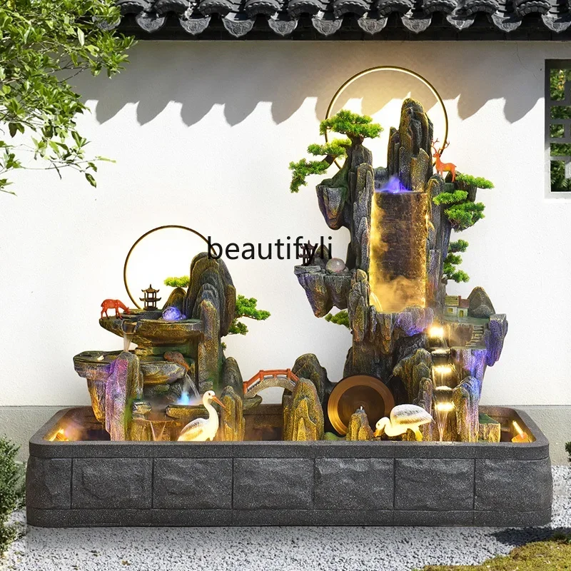 Открытый рокарий фонтан с струящейся водой функция циркулирующей воды терраса