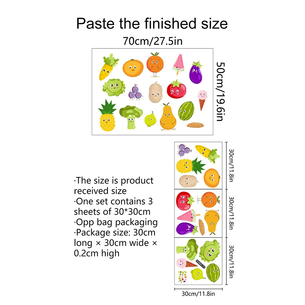 

Tape Wall Sticker Party Vegetable Waterproof 11.8x11.8inch Anti-oil DIY Decor Fruit Home PVC Removable 30x30cm