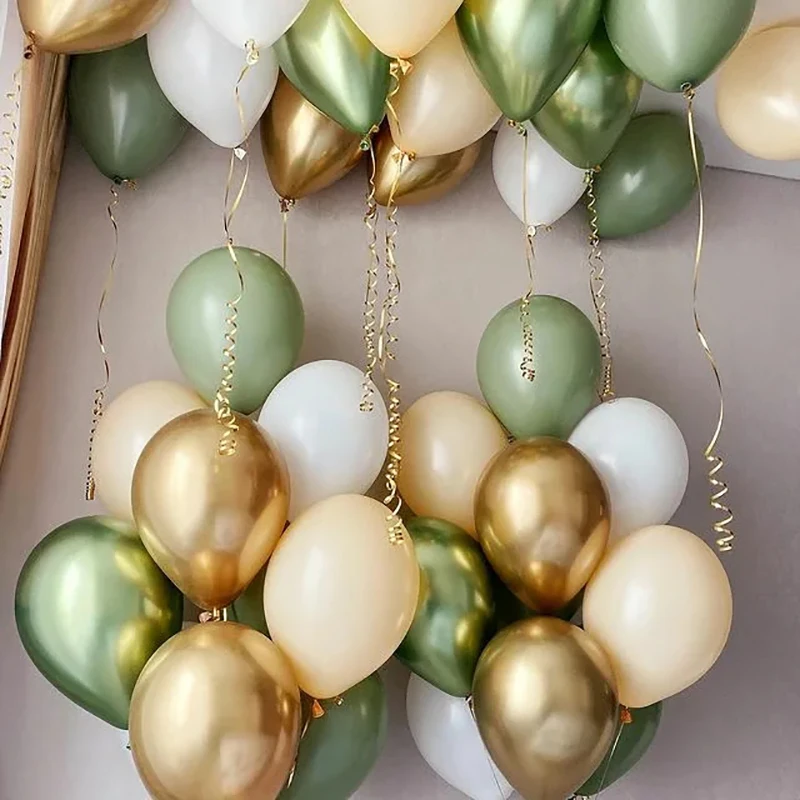30pcs Avocado Sage Green Balloons Set Pearl White Gold Confetti Globos Baby Shower Wedding Decorations Birthday Party Supplies
