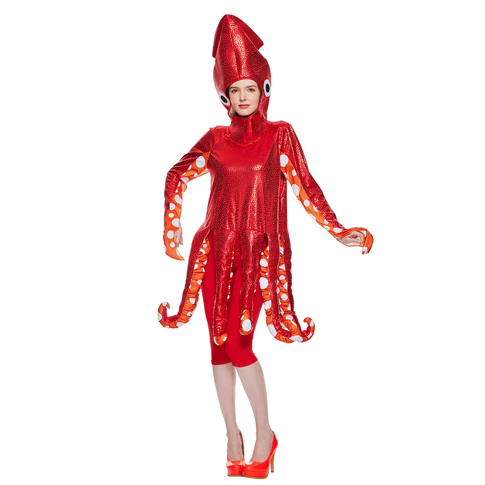 

Squid Cosplay Costumes Women Red Octopus Sponge Jumpsuit Animal Anime Carnival Festival Outfits Fancy Dress Up Kid Party Suit