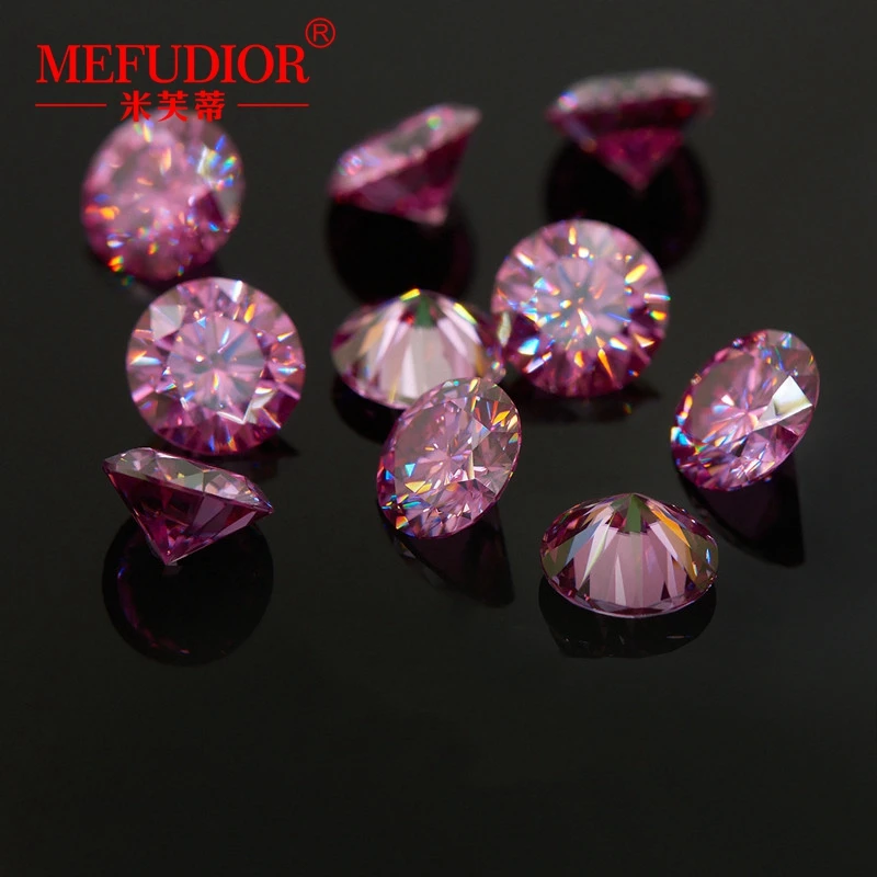 

Круглый бриллиантовый Ограненный розовый Муассанит VVS, ограненный драгоценный бриллиант, бриллиантовый камень для изготовления ювелирных изделий, аксессуары