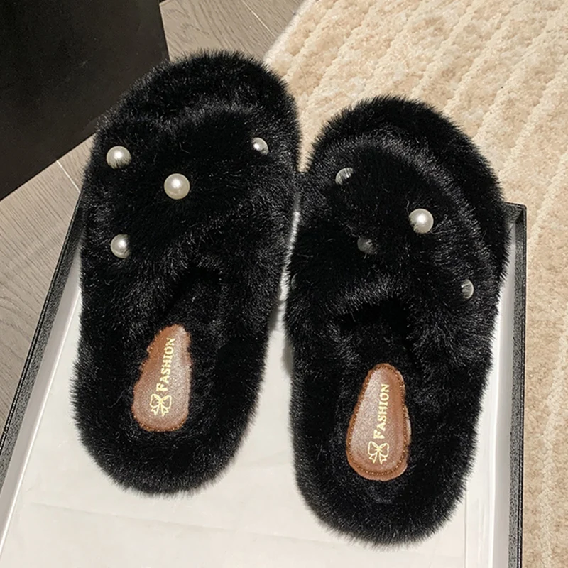 

Летние пушистые меховые шлепанцы, женская обувь из натурального меха, шлепанцы на плоской подошве, меховые сланцы, уличные сандалии, Женская удивительная обувь, женская модель 41