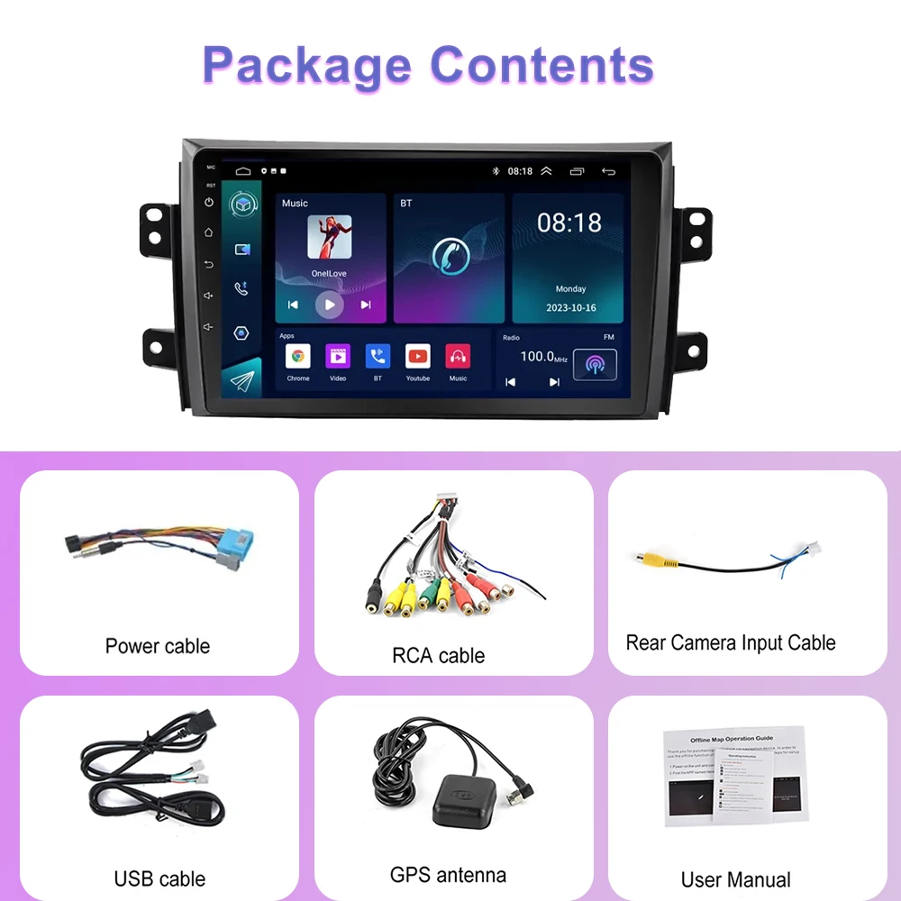 Автомобильный радиоприемник Android 13 2Din для Suzuki SX4 2006-2013 Fiat Sedici 2005-2014, мультимедийный видеоплеер Navi Carplay, стерео головное устройство (art.: 3920c9080dffb) - 3920c9080dffb