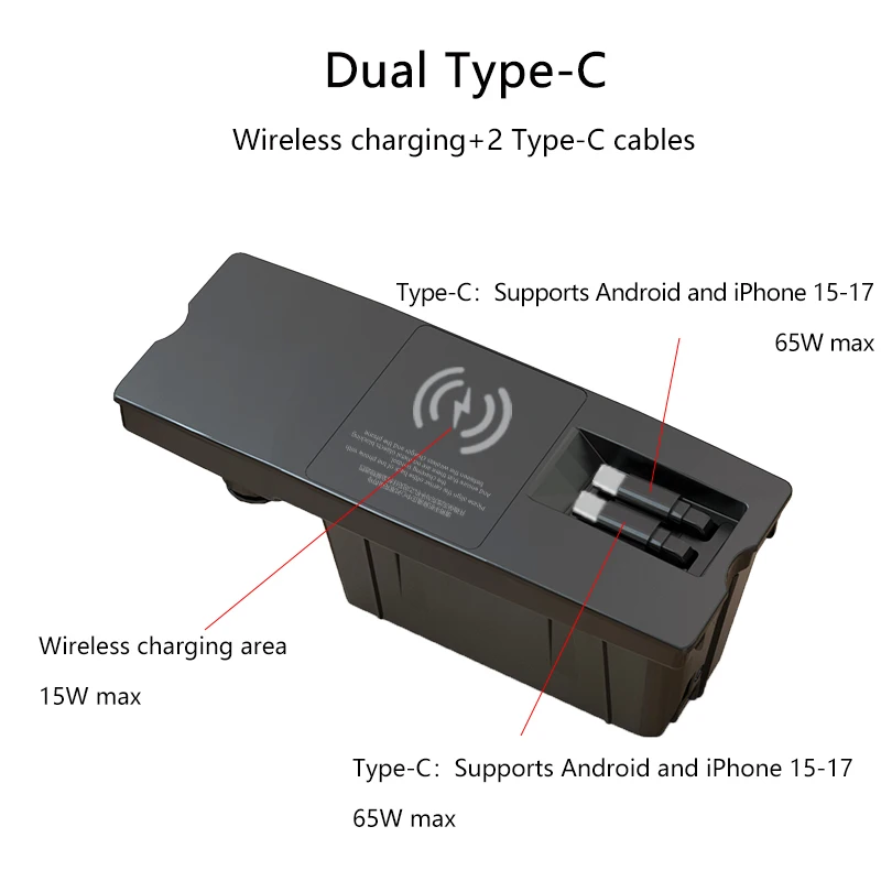 

Для Audi 2012-2018 A6 A7 Беспроводное автомобильное зарядное устройствоСплиттер прикуривателя Телескопический кабель для быстрой зарядки для Samsung iPhone