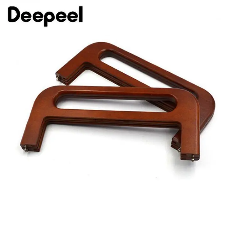 1Pc Deepeel 25-31cm Wooden Bag Closure Purse Frame Wood Clip Bags Handle DIY Handmade Sewing Brackets Handles for Making Handbag
