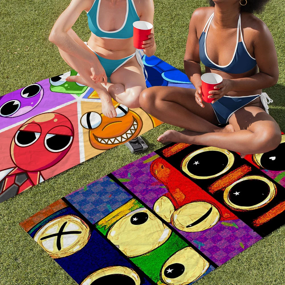 Пляжное полотенце из микрофибры Rainbow Friends впитывающее быстросохнущее мягкое для