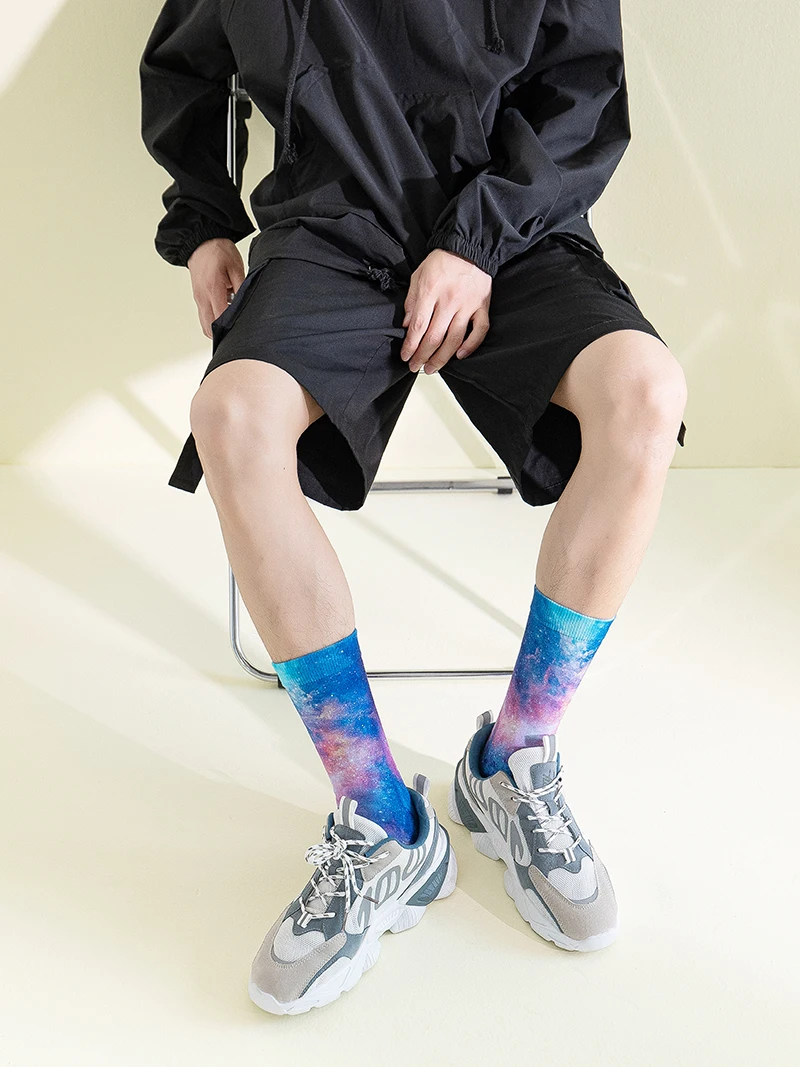 Skateboard Socks Men's Mid-Tube Autumn And Winter Ins Trend Original Illustration Couple Socks Female Street Outside Wear Men's