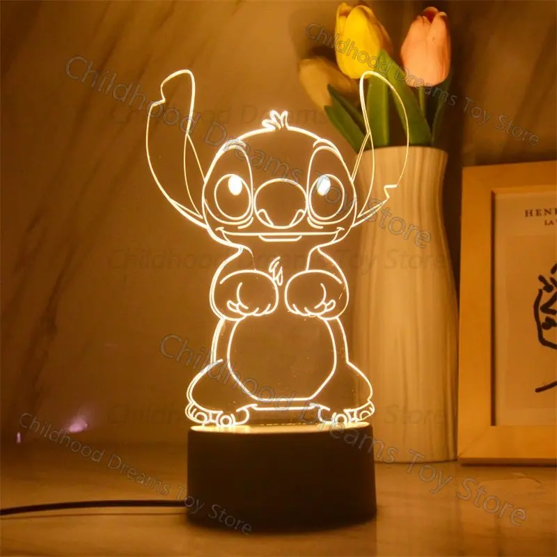 

Disney Stitch Anime Cartoon 3d Light Warm White for Kids LED Night Light for Children Bedroom Decortion Table Lamp Xmas Gifts