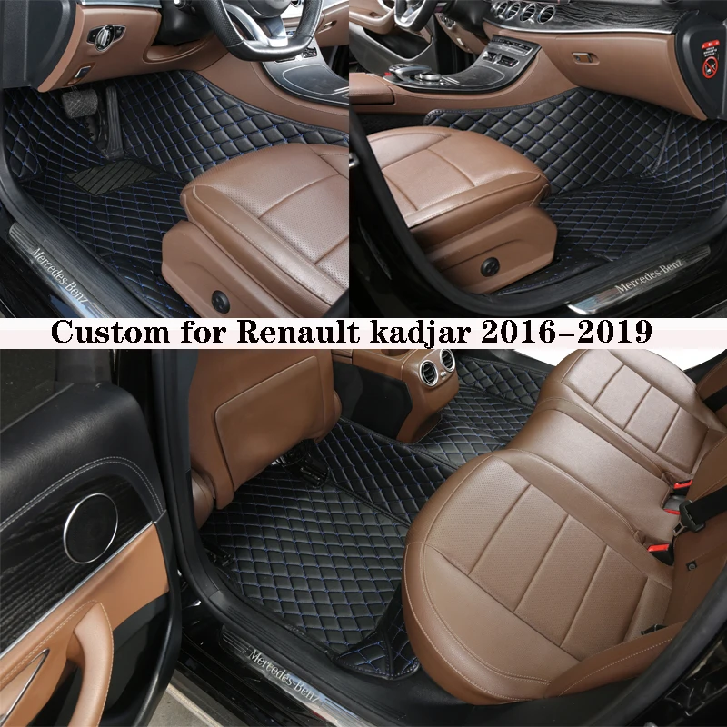 Car Floor Mat For Renault Kadjar 2016 2017 2018 2019 Rugs Panel Protective Pad Premium Custom Leather Foot Carpet Accessories