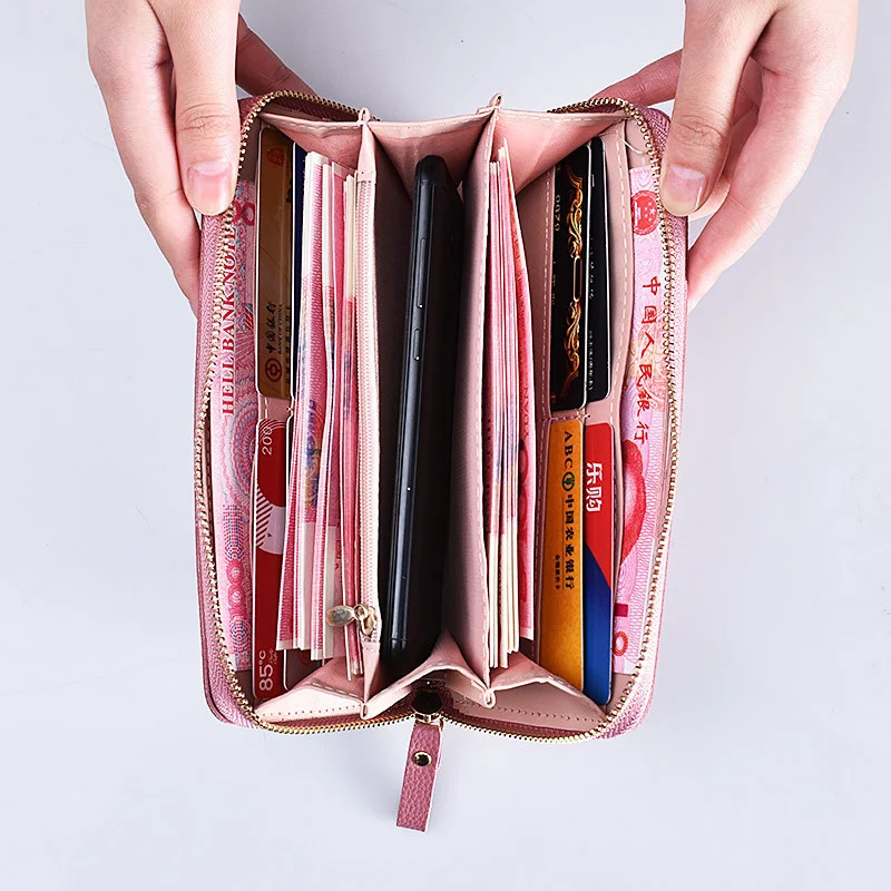 Wallet women's long 2022 new simple wrist with hand bag double zipper large capacity mobile phone bag