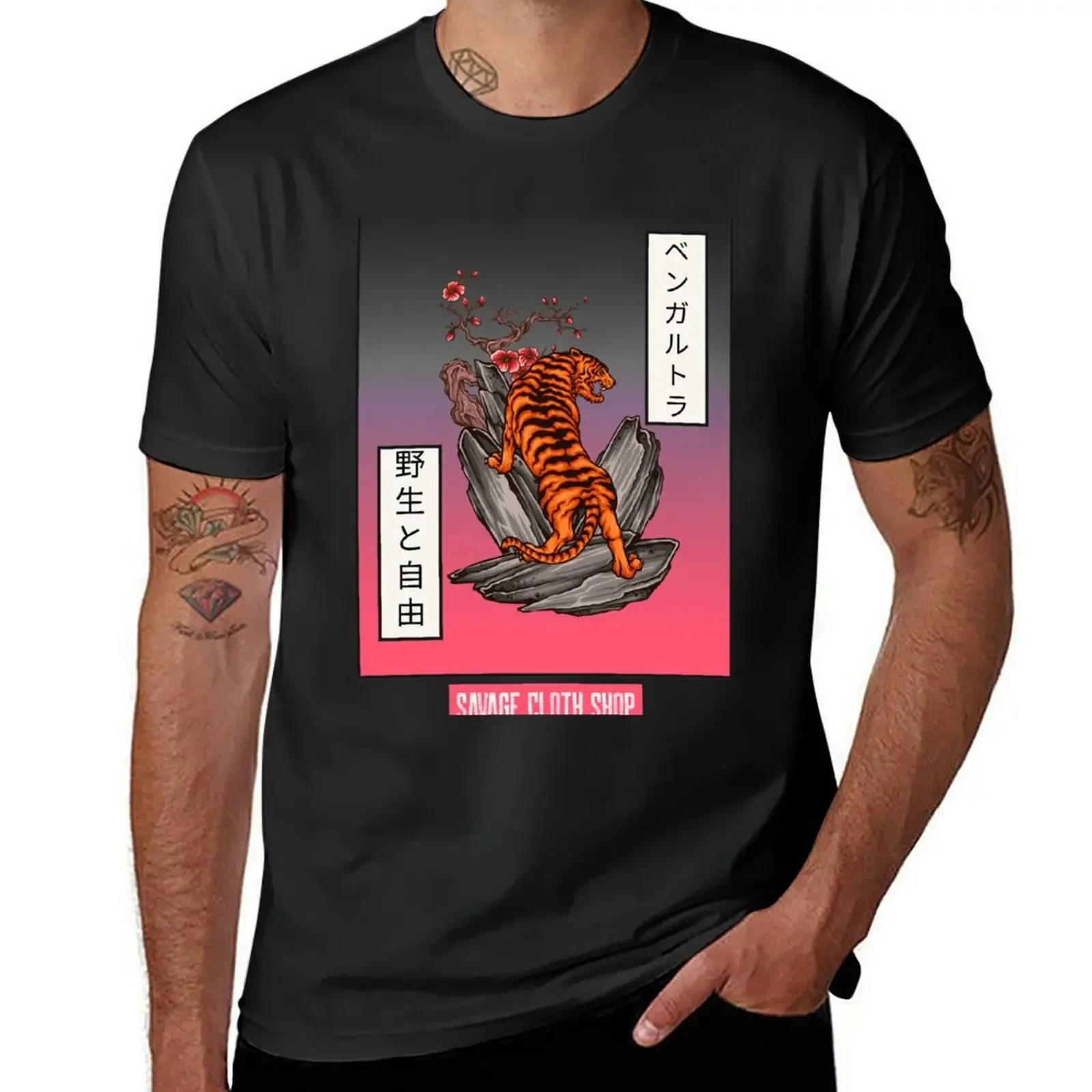 Japanese Tiger T-Shirt affliction shirts summer top anime t street wear tshirts for men |
