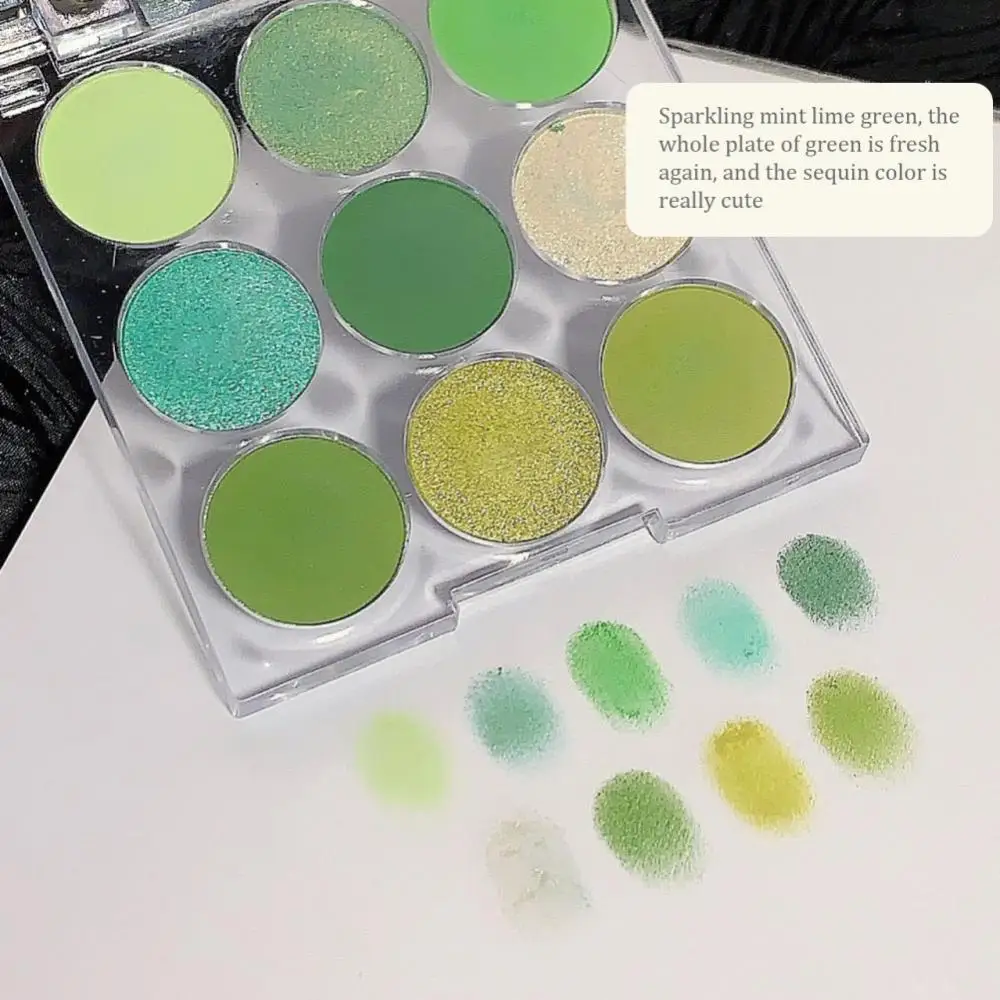

9 Color Shimmer Eye Shadow Palette Long Lasting Matte Pearlescent Eye Shadow Shiny Sequins Shadows Retro Olive Green Cosmetics