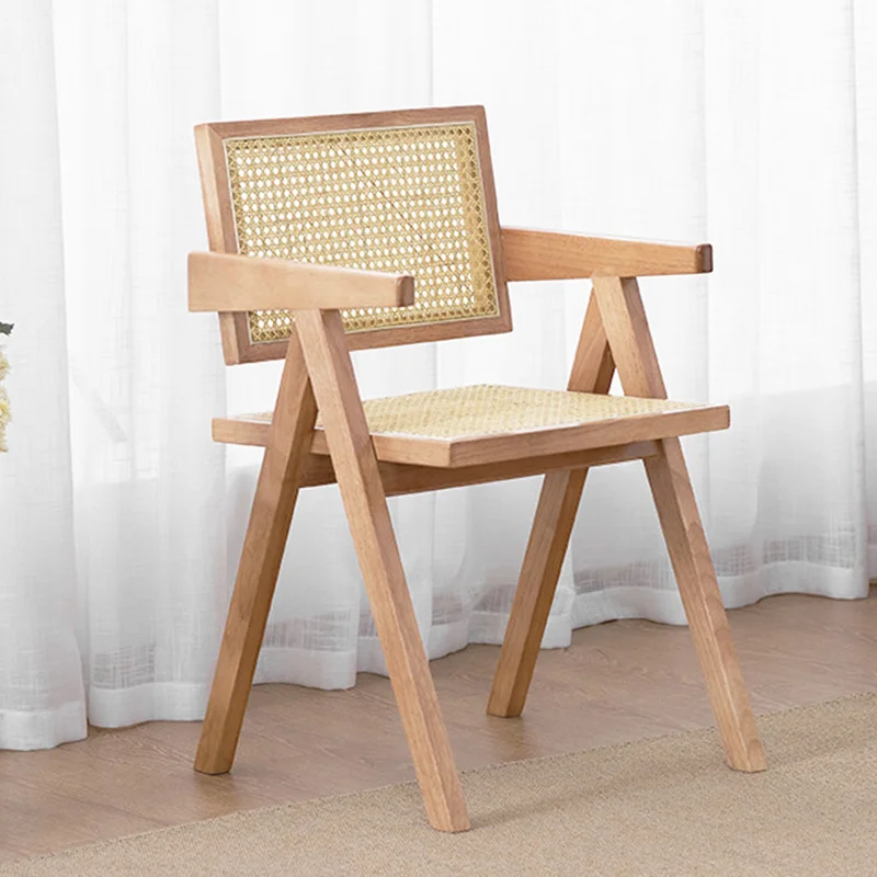 

Деревянный стул из ротанга в скандинавском стиле, минималистичный эргономичный дизайн, современные расслабляющие стулья для столовой, мебель для столовой