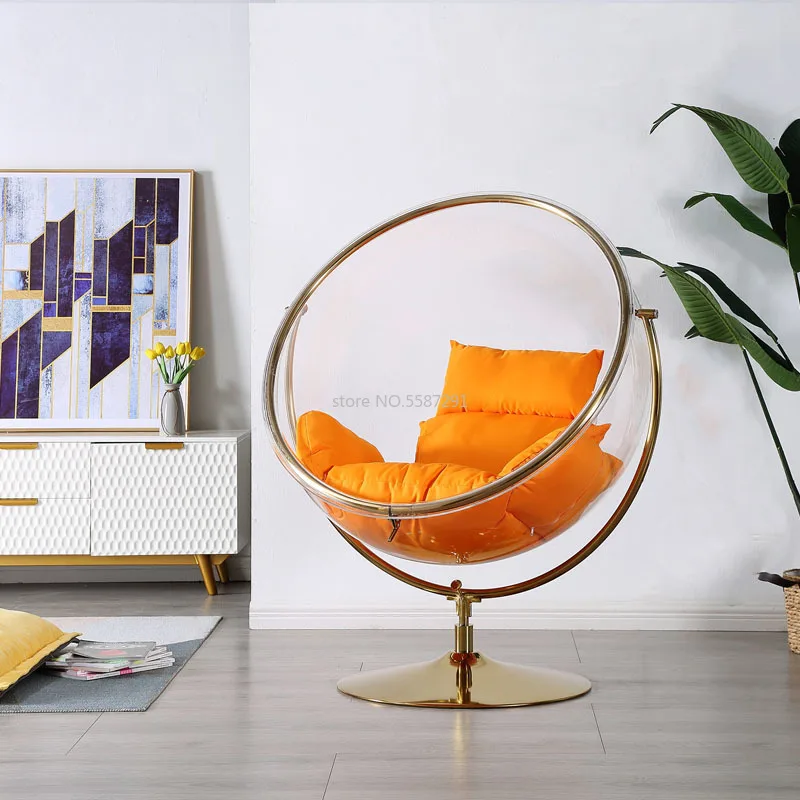 Кресло-качели на одной цепи в форме яйца, подвешенное на полунах, сферическое, с акриловой пузырьковой конструкцией, для гостиной или лаунджа.