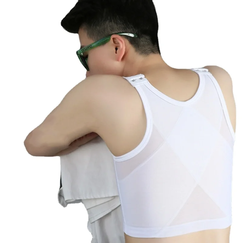 HaleyChan Women's Corset Underwear Trans Les Lesbian Tomboy Front 3 Rows Hook Chest Binder Mesh Breathable Plus Size Corset Top