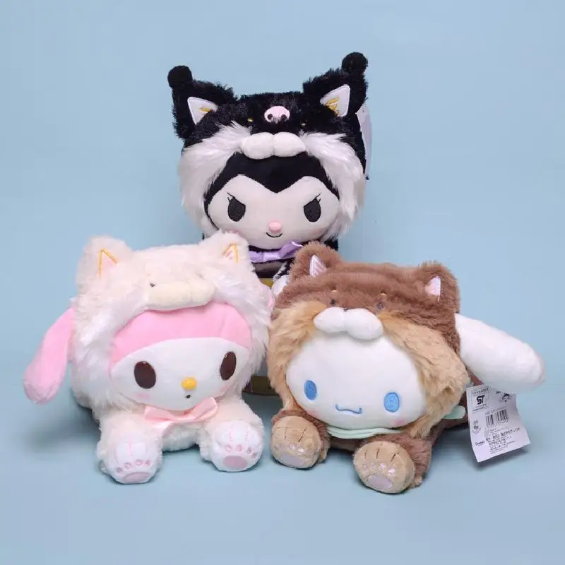 Sanrio Maiden Kawaii Heart превращается в Chaigou Kuromi Melody Cinnamoroll Лежащая плюшевая игрушка кукла