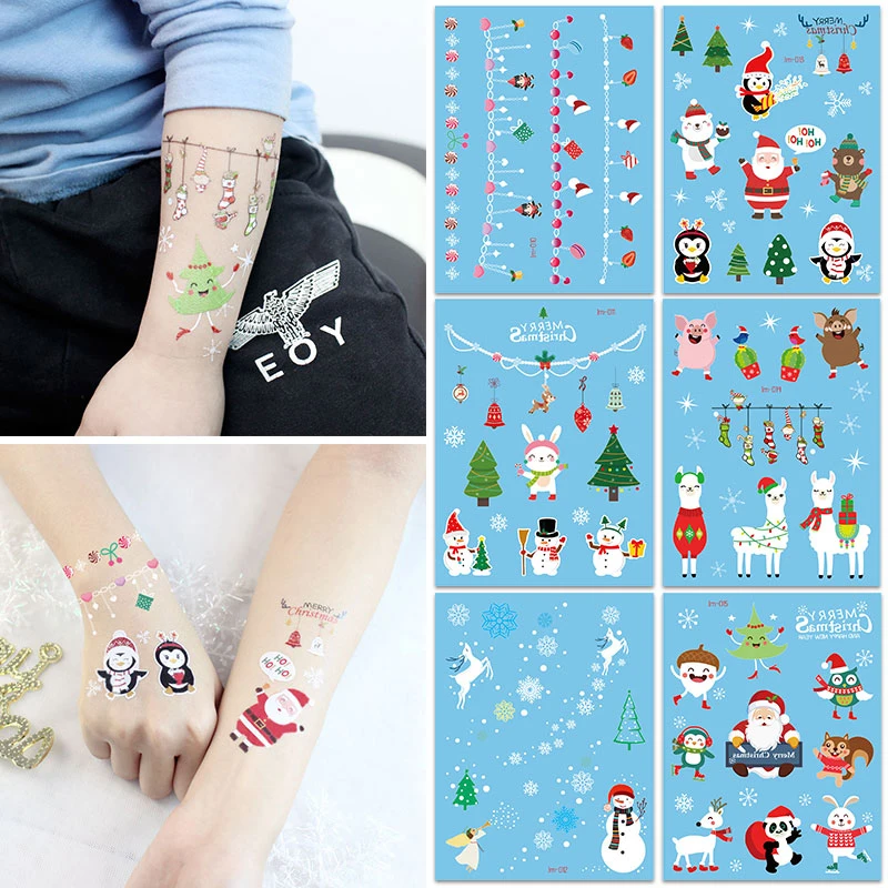 VeeCharm-Рождественские Временные татуировки для детей праздничные с