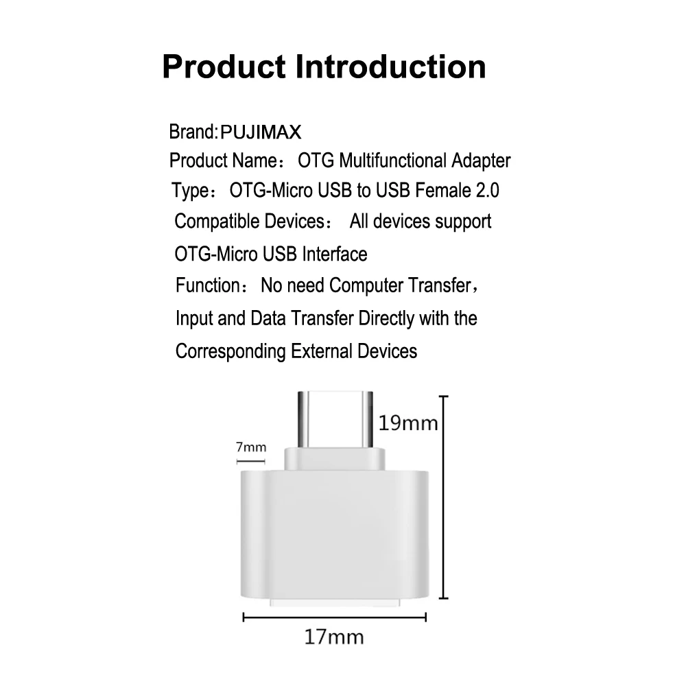 Переходник PHOMAX OTG с USB на Micro для планшетного ПК мыши клавиатуры камеры