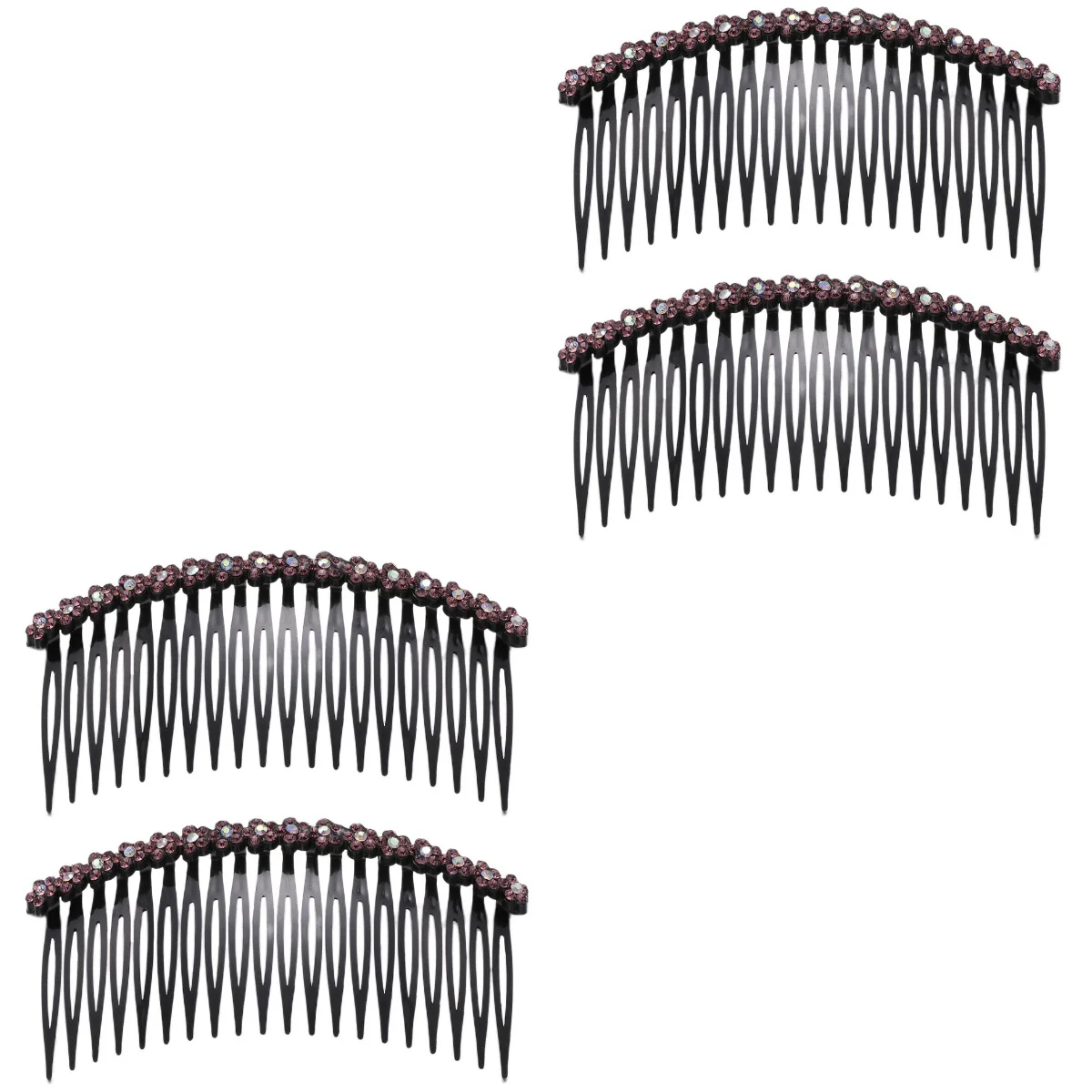 

4 pcs Simple Hair Side Combs Hair Combs Plum Flower Rhinestone Headdress Hair Clip Comb for Women Wedding Decoration (Purple)