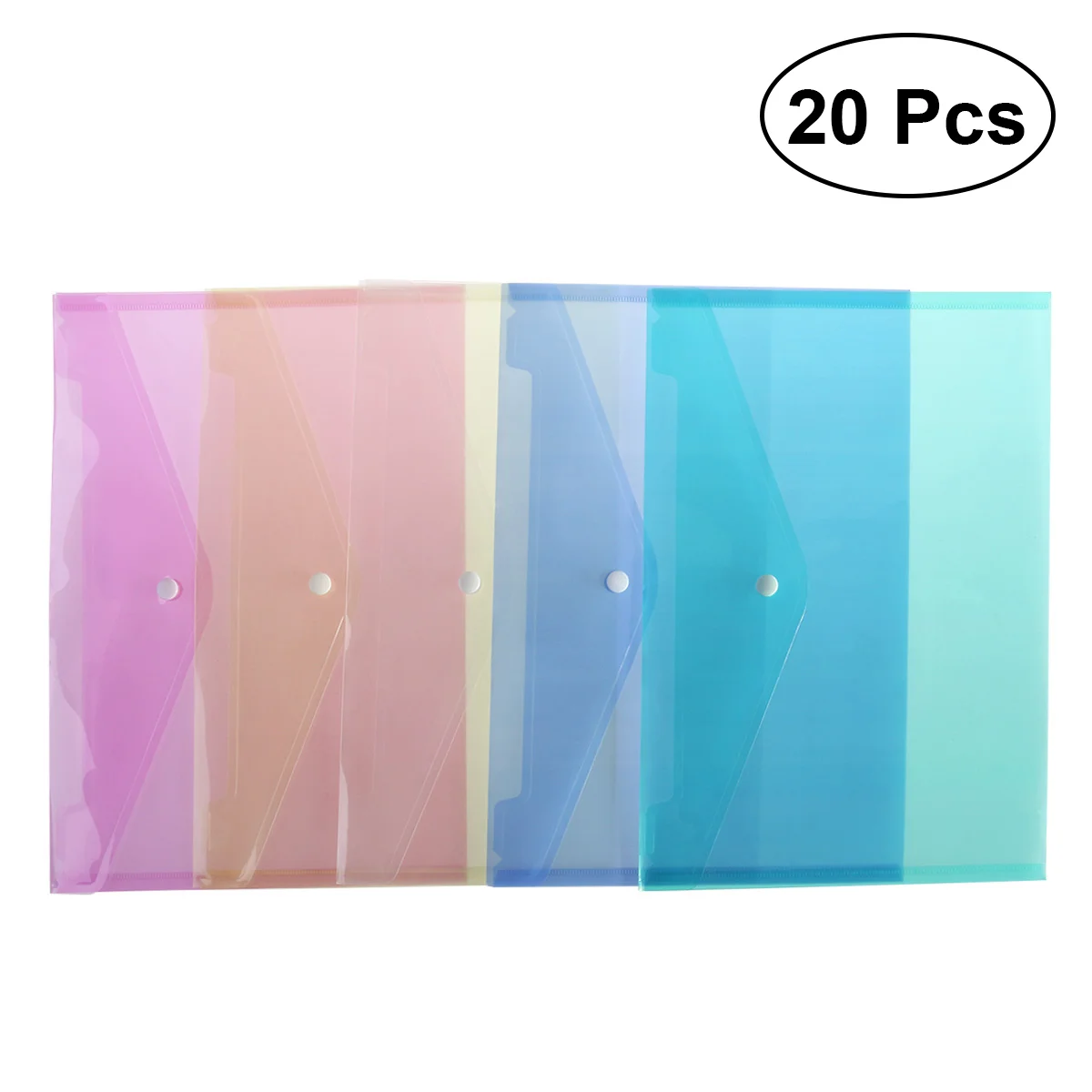 

20pcs A4 Polypropylene Document Folder Clear Document Folder with Snap Button